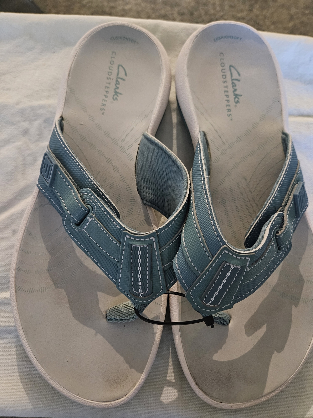 Clarks Teal Cloudsteppers Slip-On Thong Sandals - Picture 4 of 10